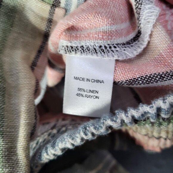 DREW Women's LG Linen Blend Pastel Striped Tie Front Top Blouse Anthropologie - Picture 6 of 8